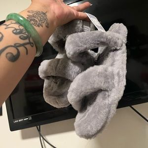 Big kids UGG fuzzy slippers